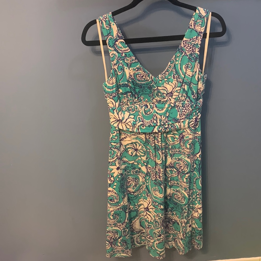 Lilly Pulitzer Women's Shianne Seafoam Montauk Stretch Jersey Dress Blue Medium